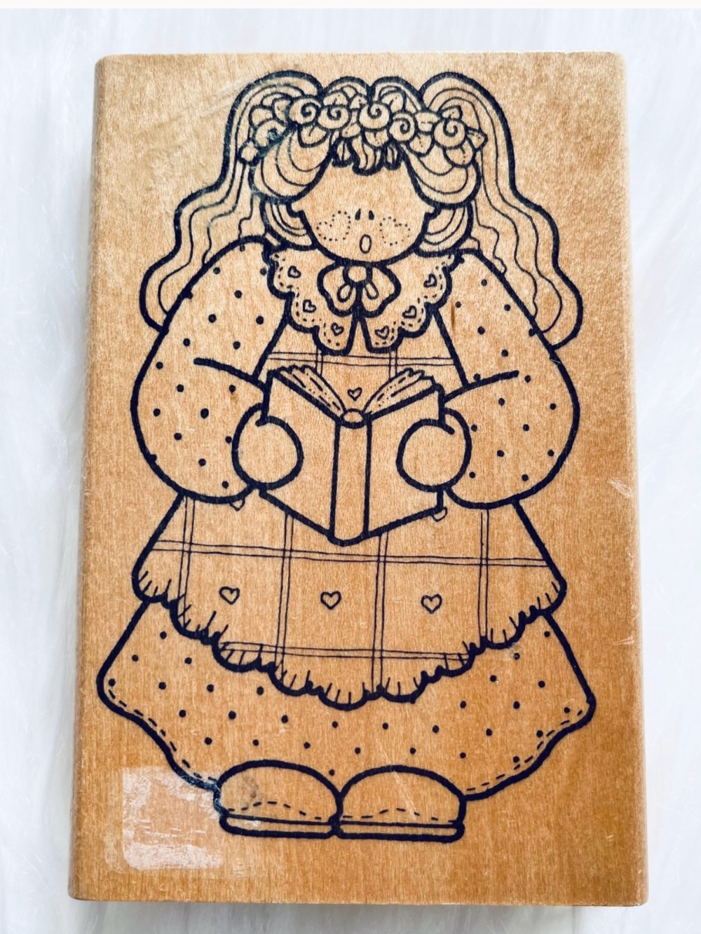 VTG Darcie Hunter Girl Reading A Book Rubber Stamp O 0508